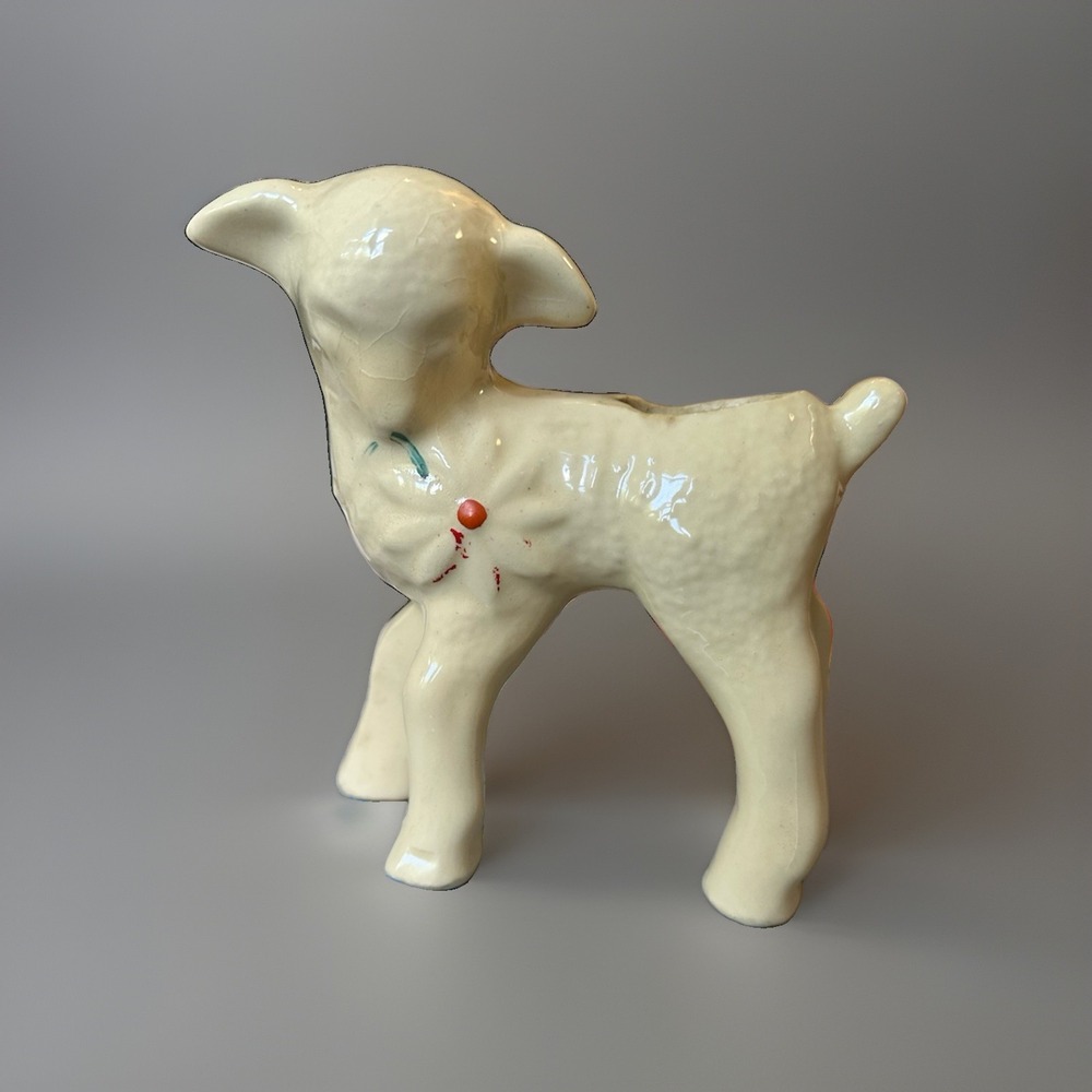 Vintage Nelson McCoy White Lamb  Ceramic Planter MCM 1950s Easter Baby Gift EUC